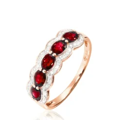 Discount Histoire d'Or Bague Margaux Or Rose Grenat Et Diamant
