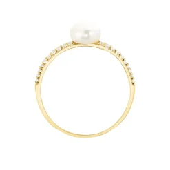 Histoire d'Or Bague Maria-francoise Or Jaune Perle De Culture Et Oxyde De Zirconium* Bagues|Bagues Avec Pierre