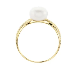 Online Histoire d'Or Bague Maria-theresa Or Jaune Perle De Culture Et Oxyde De Zirconium