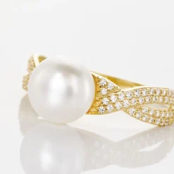 Online Histoire d'Or Bague Maria-theresa Or Jaune Perle De Culture Et Oxyde De Zirconium