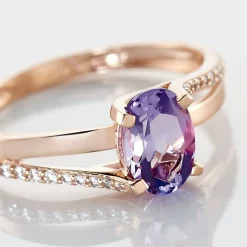 New Histoire d'Or Bague Marie-eva Or Rose Amethyste Et Oxyde De Zirconium or rose amethyste violette