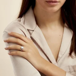 Hot Histoire d'Or Bague Melyssa Argent Blanc Oxyde De Zirconium