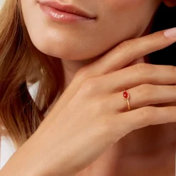 Online Histoire d'Or Bague Memory Plaqué Or Jaune Pierre De Synthese