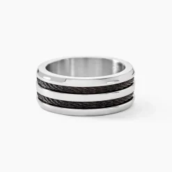 Histoire d'Or Bague Men's Steel Acier Blanc