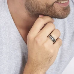 Histoire d'Or Bague Men's Steel Acier Blanc