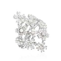 Online Histoire d'Or Bague Midnight Flower Argent Blanc Oxyde De Zirconium