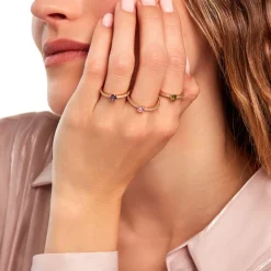 Outlet Histoire d'Or Bague Mireilla Plaqué Or Doré Oxyde De Zirconium plaqué or jaune oxyde vert