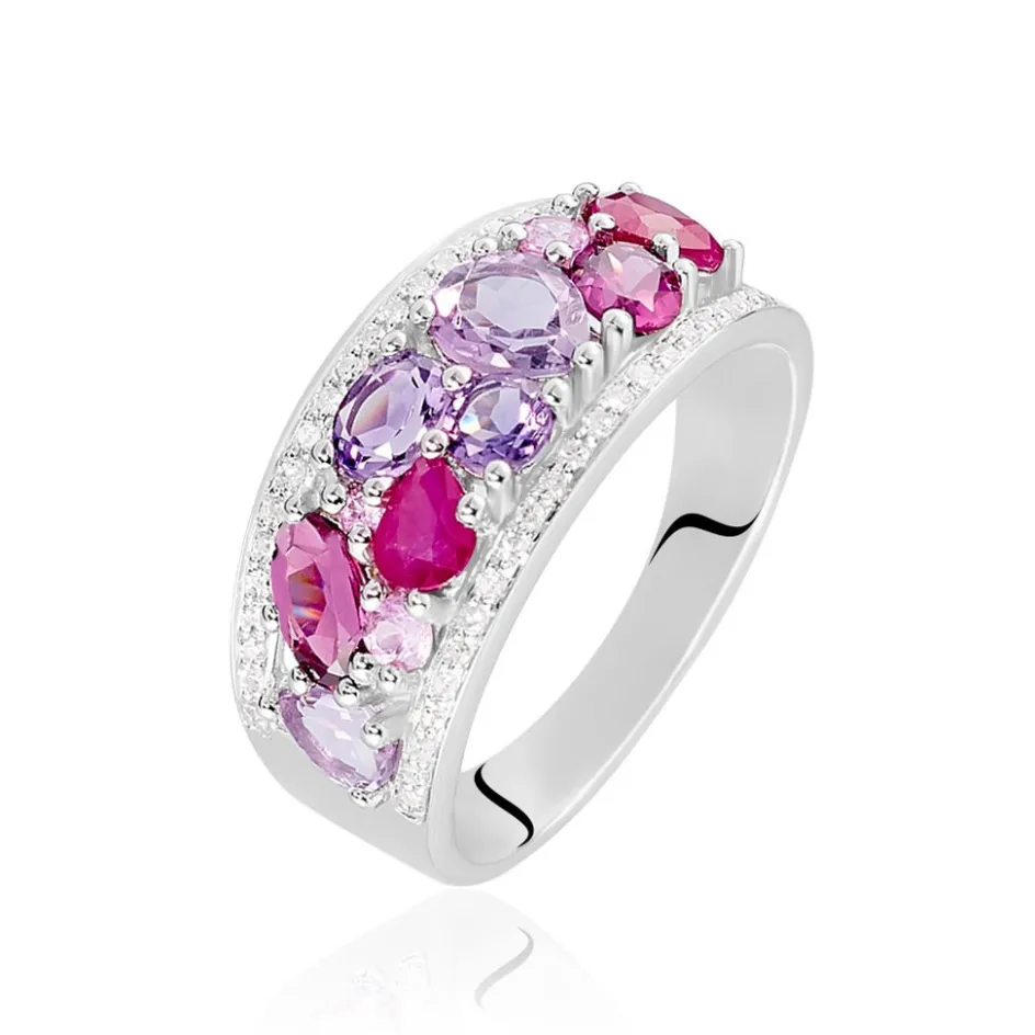 Histoire d'Or Bague Multicolore Or Blanc Amethyste Et Saphir Et Rhodolite* Bagues|Bagues Avec Pierre