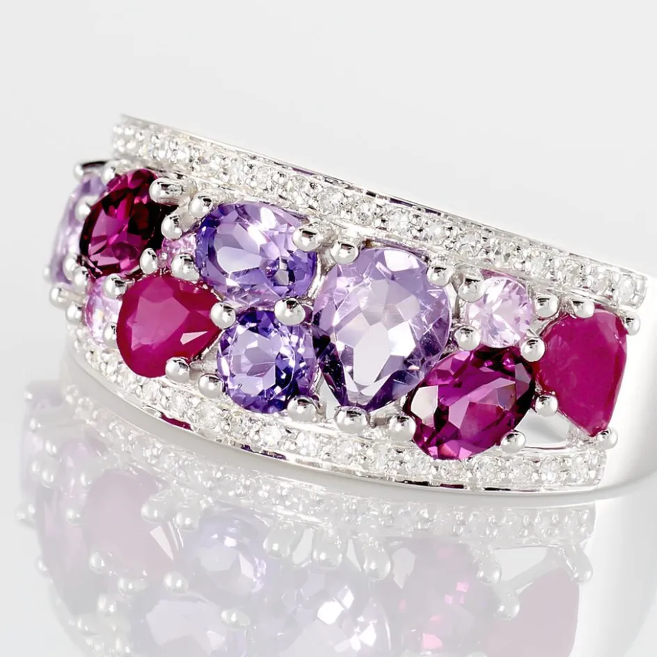 Histoire d'Or Bague Multicolore Or Blanc Amethyste Et Saphir Et Rhodolite* Bagues|Bagues Avec Pierre