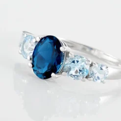 Discount Histoire d'Or Bague Muna Or Blanc Topaze Bleu London Topaze Topaze