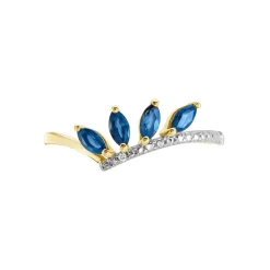 Clearance Histoire d'Or Bague Navette Diamant or jaune saphir