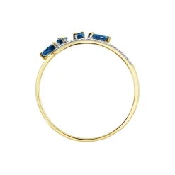 Clearance Histoire d'Or Bague Navette Diamant or jaune saphir