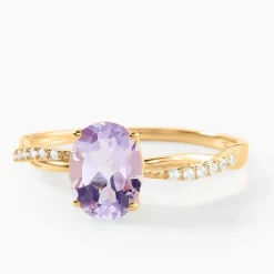 Outlet Histoire d'Or Bague Niklaus Or Jaune Améthyste Oxyde De Zirconium