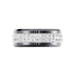 Histoire d'Or Bague Noire Ceramique Blanc Céramique Et Strass* Bagues|Bagues Fantaisie