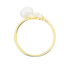 Outlet Histoire d'Or Bague Norah Or Jaune Perle De Culture Et Oxyde De Zirconium