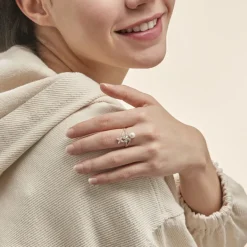 Outlet Histoire d'Or Bague Norah Or Jaune Perle De Culture Et Oxyde De Zirconium