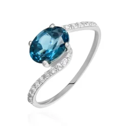 Discount Histoire d'Or Bague Or Blanc Erwin Topaze Oxydes De Zirconium