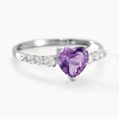 Discount Histoire d'Or Bague Or Blanc Fany Améthyste Oxydes De Zirconium or blanc amethyste violette