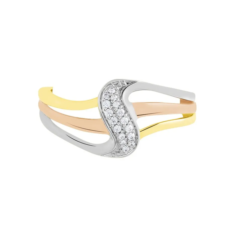 Histoire d'Or Bague Or Tricolore Dionyse Oxydes De Zirconium