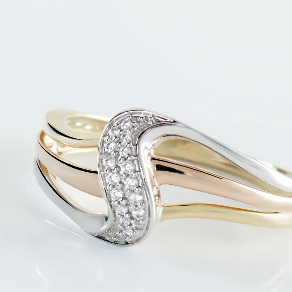 Histoire d'Or Bague Or Tricolore Dionyse Oxydes De Zirconium