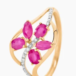 Histoire d'Or Bague Orchidee Diamant or bicolore rubis