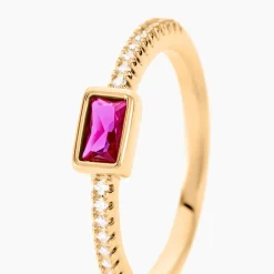 Hot Histoire d'Or Bague Plaqué Or Jaune Calvina Pierre Synthétique