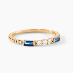 Clearance Histoire d'Or Bague Plaqué Or Jaune Calvin Oxyde De Zirconium plaqué or jaune verre bleu