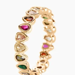 Best Histoire d'Or Bague Plaqué Or Jaune Ethem Anneau Pierres Multicolores