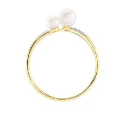 Online Histoire d'Or Bague Primo Or Jaune Perle De Culture Et Oxyde De Zirconium