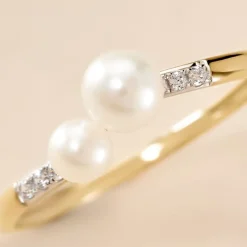 Online Histoire d'Or Bague Primo Or Jaune Perle De Culture Et Oxyde De Zirconium