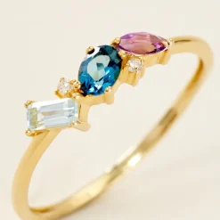 Histoire d'Or Bague Printemps Précieux Or Jaune Topaze Améthyste* Bagues|Bagues Avec Pierre