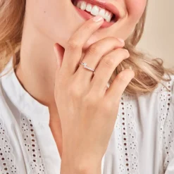 Histoire d'Or Bague Racheal Or Blanc Diamant Synthétique