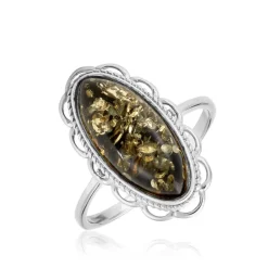 Online Histoire d'Or Bague Reetta Argent Blanc Ambre