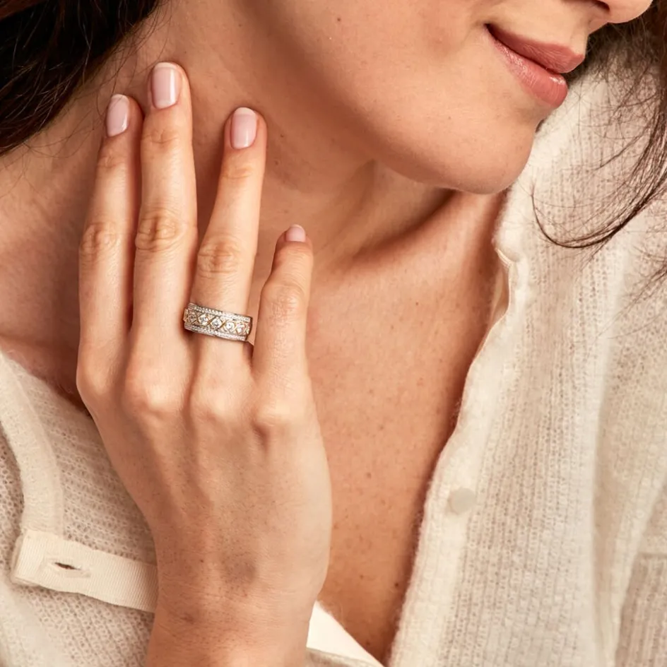 Best Histoire d'Or Bague Rome Argent Bicolore Oxyde De Zirconium