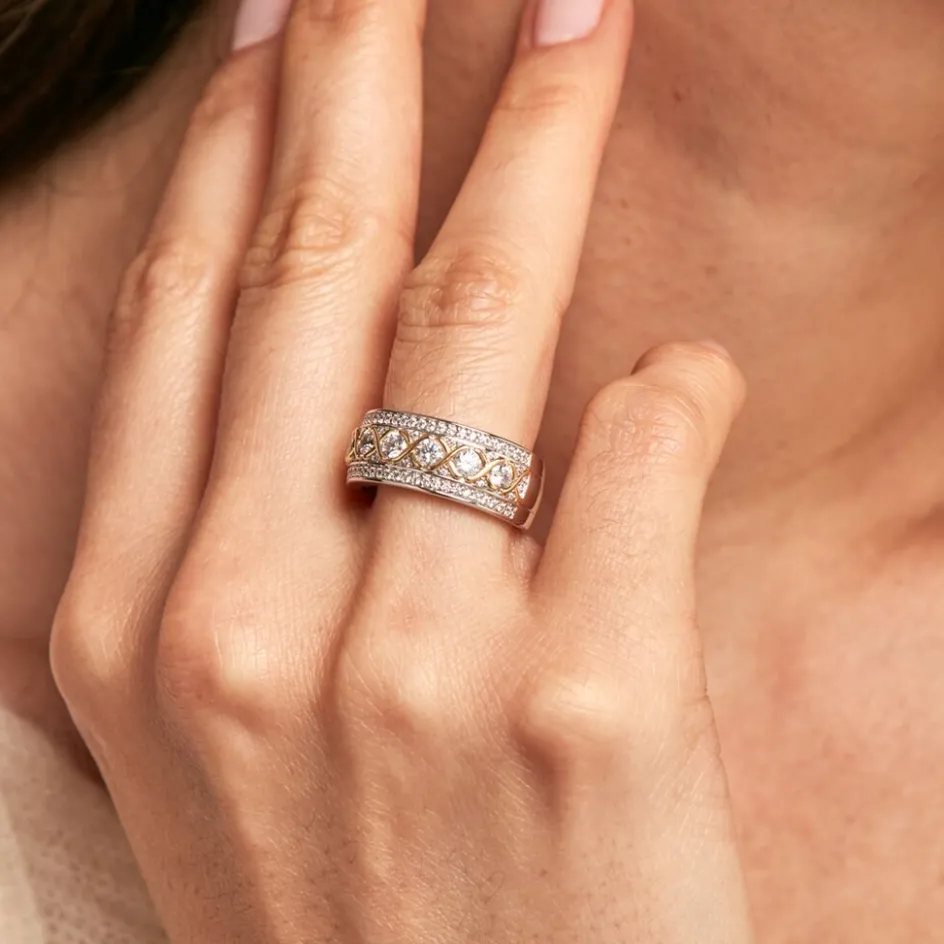 Best Histoire d'Or Bague Rome Argent Bicolore Oxyde De Zirconium