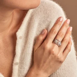 Online Histoire d'Or Bague Rosée Or Blanc Diamant