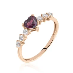 Online Histoire d'Or Bague Solitaire Accompagné Or Rose Samanta Rhodolite