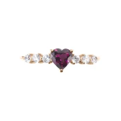 Online Histoire d'Or Bague Solitaire Accompagné Or Rose Samanta Rhodolite