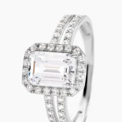 Histoire d'Or Bague Solitaire Accompagn啪 Or Blanc Addy Oxyde De Zirconium* Bagues|Bagues Avec Pierre