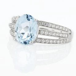 Histoire d'Or Bague Solitaire Carmelice Or Blanc Topaze Et Oxyde De Zirconium* Bagues|Bagues Avec Pierre