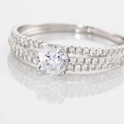 Histoire d'Or Bague Solitaire Ceridwen 3 Rangs Or Blanc Oxyde De Zirconium* Bagues|Bagues Avec Pierre