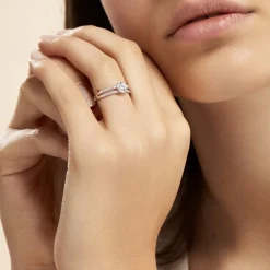 Clearance Histoire d'Or Bague Solitaire Cesarine De Zirconium or blanc oxyde