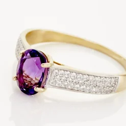 Histoire d'Or Bague Solitaire Crista Or Jauneamethyste Et Oxyde* Bagues|Bagues Avec Pierre
