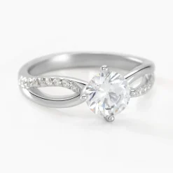 Outlet Histoire d'Or Bague Solitaire Essie Argent Blanc Oxyde De Zirconium