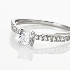 Histoire d'Or Bague Solitaire Kanel Or Blanc Oxyde De Zirconium* Bagues Avec Pierre|Bagues Solitaires