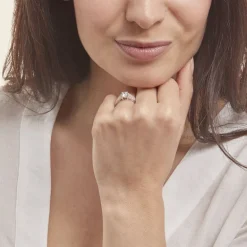 Hot Histoire d'Or Bague Solitaire Maelline Argent Blanc Oxyde De Zirconium