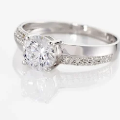 Discount Histoire d'Or Bague Solitaire Messine Or Blanc Oxyde De Zirconium