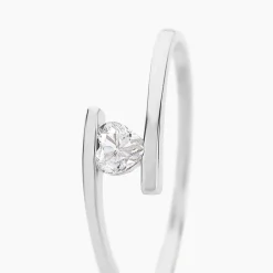 New Histoire d'Or Bague Solitaire Moera Or Blanc Oxyde De Zirconium