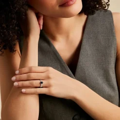 New Histoire d'Or Bague Solitaire Or Blanc Crista Saphir Diamants or blanc saphir