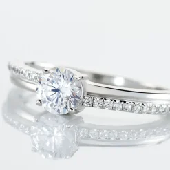 Discount Histoire d'Or Bague Solitaire Sade Argent Blanc Oxyde De Zirconium